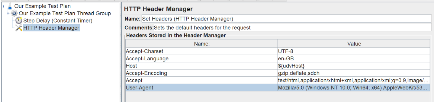 Defining a HTTP header manager
